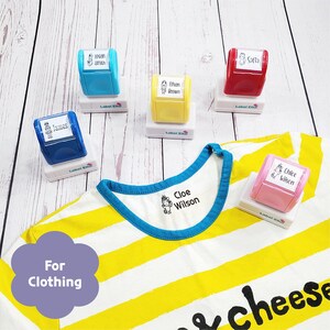 Sello de ropa con nombre personalizado, sello textil de tela de ropa personalizado para niños, escuela, guardería, campamento, deportes, regalo,