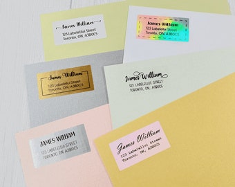 Personalized Return Address Label Stickers //Custom Wedding Seal Labels // Gold, Silver, Hologram, Pinkpoly, Clear, White
