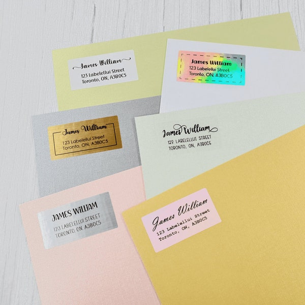 Personalisierte Rücksendeadresse Aufkleber // kundenspezifische Hochzeitssiegel-Aufkleber // Gold, Silber, Hologramm, Pinkpoly, Klar, Weiß