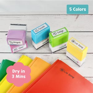 Sello mágico personalizado de secado rápido para nombre, para superficies no porosas, ideal para escuelas, guarderías, campamentos, deportes, regalo de cumpleaños infantil.