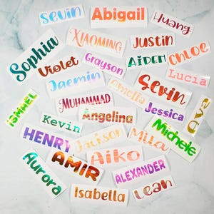 Holografische vinyl sticker, vinyl sticker, naam sticker, aangepaste gepersonaliseerde sticker, sticker sticker voor tuimelaar, waterfles, laptop