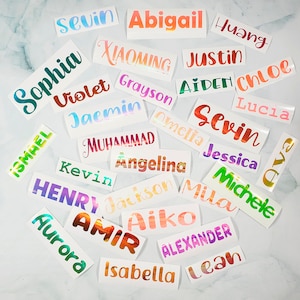 Decalcomania in vinile olografico, decalcomania in vinile, decalcomania con nome, decalcomania personalizzata personalizzata, decalcomania per bicchiere, bottiglia d'acqua, laptop