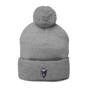 Cozy Pom-Pom Knit Cap, Embroidered Beanie for Winter, Cute Winter Hat, Gifts for Him/Her, Stylish Knit Cap for Outdoor Activities