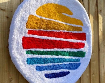 Handmade Tufted Custom Rainbow Landscape rug/carpet / For Gift