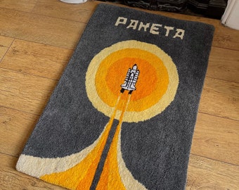 Handmade tufted space rocket rug | USSR | ракета | for gift