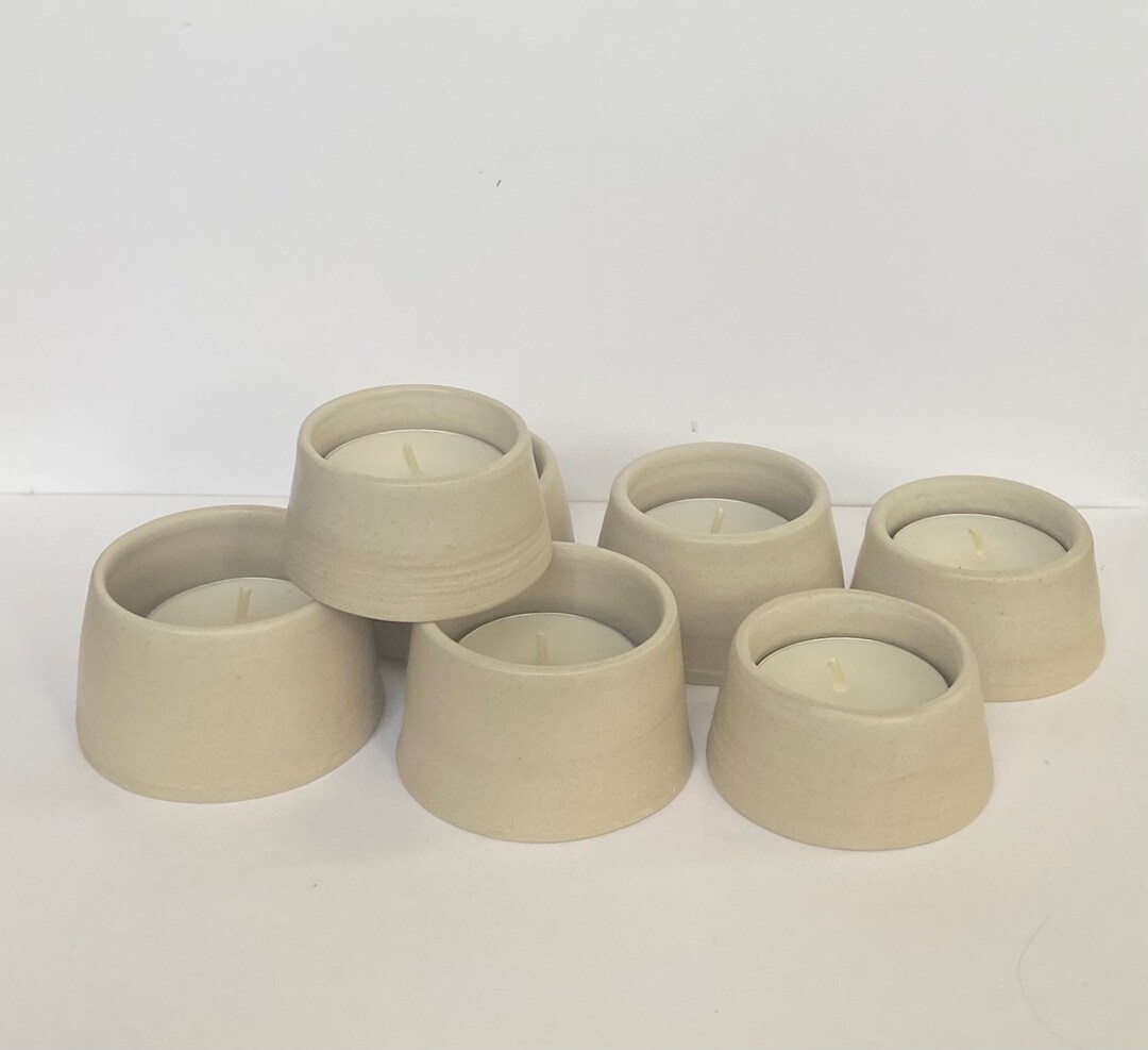 Handthrown Stoneware Tealight Holder With Satin White Glaze Etsy UK