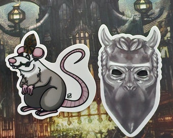 Nameless Ghouls Meliora Era III Mask and Papa IV Rat Stickers