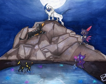 Dark Type Poke Monsters watercolor