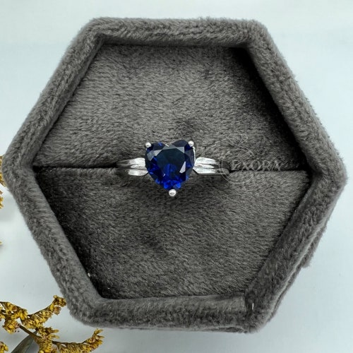1.61CT CZ Triangle Blue Moissanite Solitaire Ring Set/ Ring And Band /Triangle Engagement Wedding Ring Set/14k Solid shops Gold Bridal Set For Her