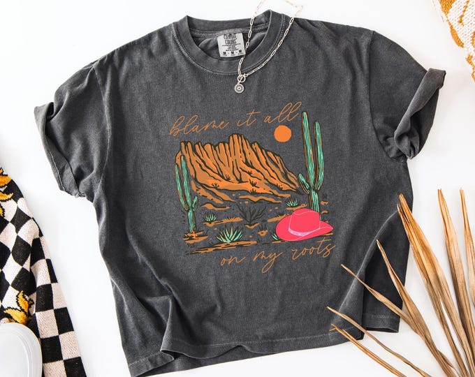 Featured listing image: Blame It All on My Roots Cropped Boxy Tee