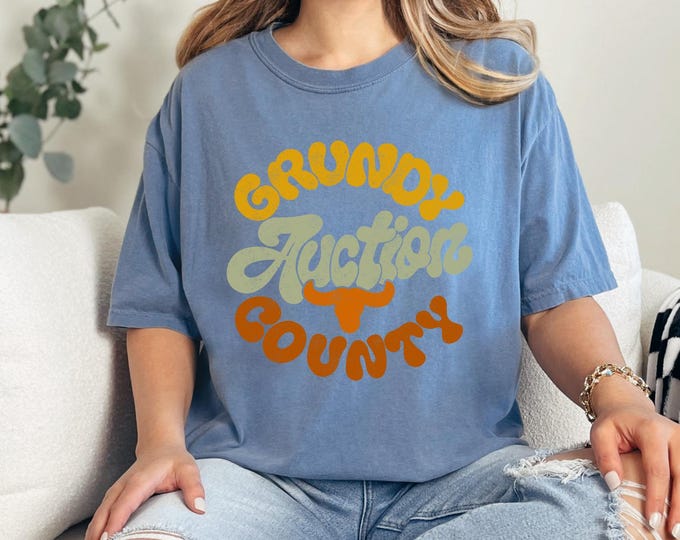 Featured listing image: Gundy County Auction, Western Tee, Vintage, Country, Country Music, Comfort Colors Tee
