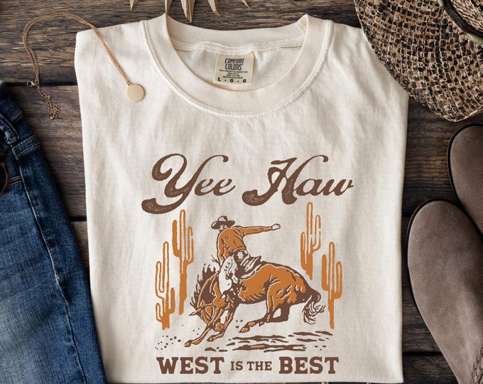Featured listing image: Yee Haw, Western Tee, Vintage, Country, Comfort Colors Tee