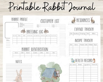 Printable Rabbit Record Keeping Journal | Rabbitry Log Printables | Rabbit Logs | Homestead Binder | Homestead Rabbit Records