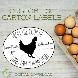 CUSTOM Egg Carton Labels | Printable Labels for Egg Cartons | Egg Carton Label SVG | Personalized Chicken Egg Carton Sticker | Custom Logo