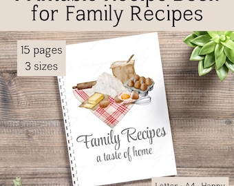 Printable Recipe Binder | Printable Cookbook | Recipe Book Template | Printable Recipe Pages | Family Recipe Book