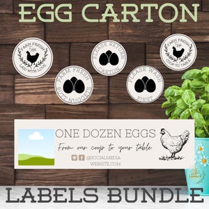 Egg Carton Label Bundle | Canva Template for Egg Carton Label | Printable Egg Carton Stickers | Egg Stamp PNG | Egg Labels Bundle