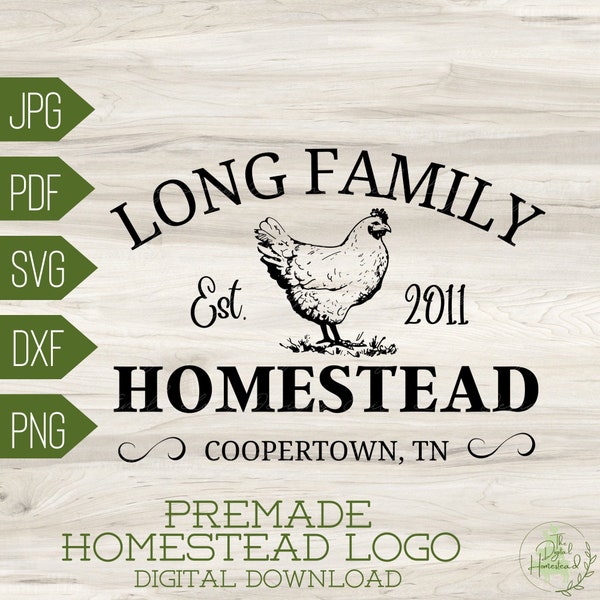 Pre-made Homestead Logo | Homestead Sign Svg | Homestead Logo for Sign Custom | Custom Logo for Farm | Farm Logo | Homestead Svg