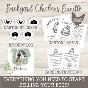 Backyard Chickens Bundle | Printable Chicken Record Keeping Journal | Egg Carton Labels | Egg Business Labels | Homestead Management
