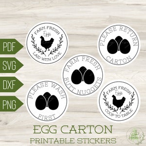 Egg Carton Printable Stickers | Egg Carton SVG | Printable Egg Carton Labels | Please Return Carton | Please Wash First | Butt Nuggets SVG