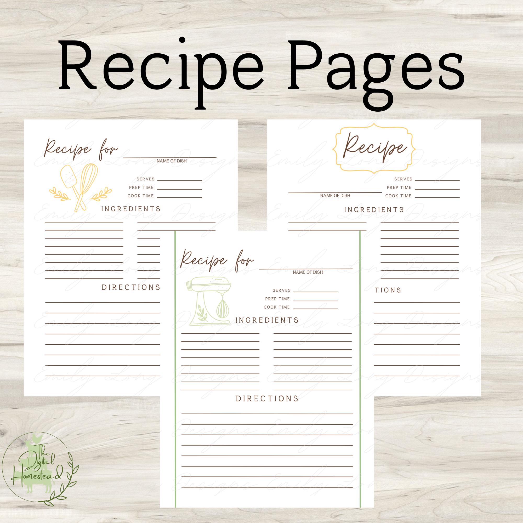 Printable Recipe Binder | Printable Cookbook | Recipe Book Template ...