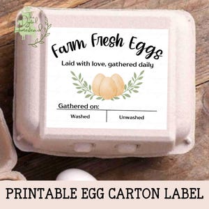 Printable Egg Carton Labels | Printable Labels for Egg Cartons | Farm Fresh Eggs Carton Label | Pretty Egg Carton Sticker