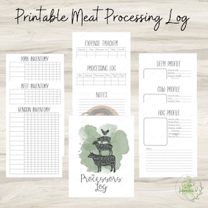 Meat Processing Log | Printable Homestead Binder | Processors Log | Meat Inventory Tracker | Cattle Processing Log | Deer Processing Log