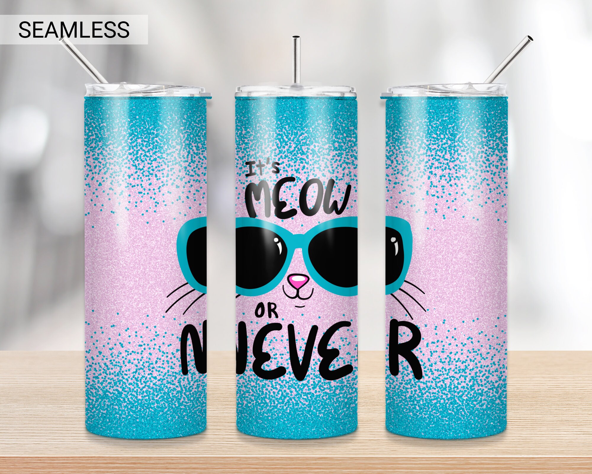 20 oz Skinny Tumbler Sublimation Design Kitten tumbler Cat Etsy
