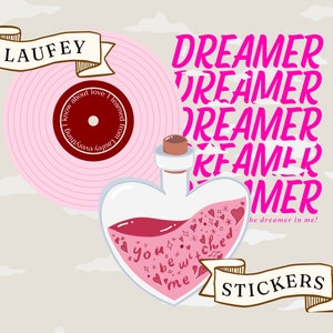 Laufey Sticker Set | Laufey Bewitched Tour, Everything I Know About Love waterproof stickers, Dreamer, Bewitched stickers, Valentine sticker