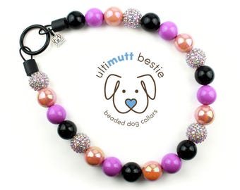 Spellbound Beaded Dog Collar | Handmade Lite Purple Pet Necklace, Personalized, Durable Slip on