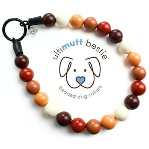 Mocha Ombre bead dog collar with name, boho beads, coffee color dog pearl necklace, custom, personalized, grandpa chic unique and durable