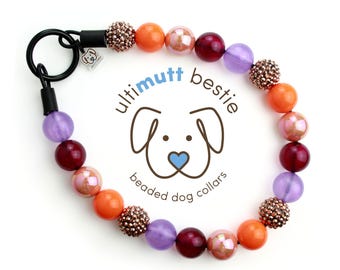 Autumn Sky | Handmade Large Bead Dog Collar, Pet Pearl necklace, Durable Slip on