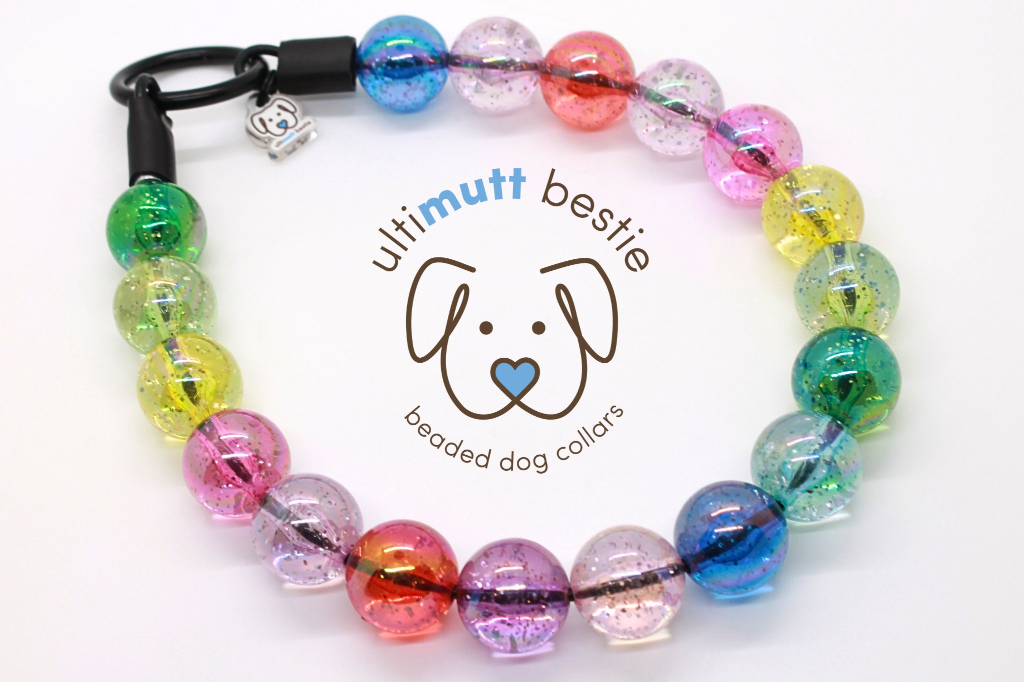 Jellyfish Glitter bead dog collar with name, gradient dog collar, rainbow pearl dog necklace, colorful summer collar,  durable, waterproof