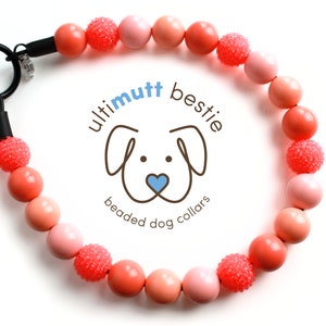 Mango Margarita Beaded Dog Collar,  dog pearl necklace, personalize,  lightweight, tropical slip on bead collar, durable necklace for dog.