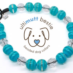 Crazy Blue Waves bead dog collar, jumbo beads, personalize beaded dog collar, pearl dog necklace, cute boy dog collar, durable, waterproof
