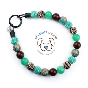 Peppermint Swirl bead dog collar, necklace for dog, beaded pearl collar, slip on style, unique, colorful personalize collar, boy dog collar