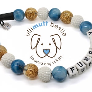 Seashore bead dog collar with name, beachy dog collar, pearl dog necklace, custom dog collar, lightweight, unique, waterproof, durable