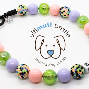 Peach Lilac Julep beaded dog collar personalized, Spring pastel glam dog pearl necklace, Easter pup collar,  fancy girl dog jewelry