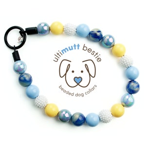 Coastal Chic bead dog collar, can add pets name, boy dog pearl necklace, durable water resistant slip on dog collar, fancy canine collar
