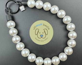 White Pearl Beaded Dog Collar | Personalized, Handmade Durable Pet Necklace