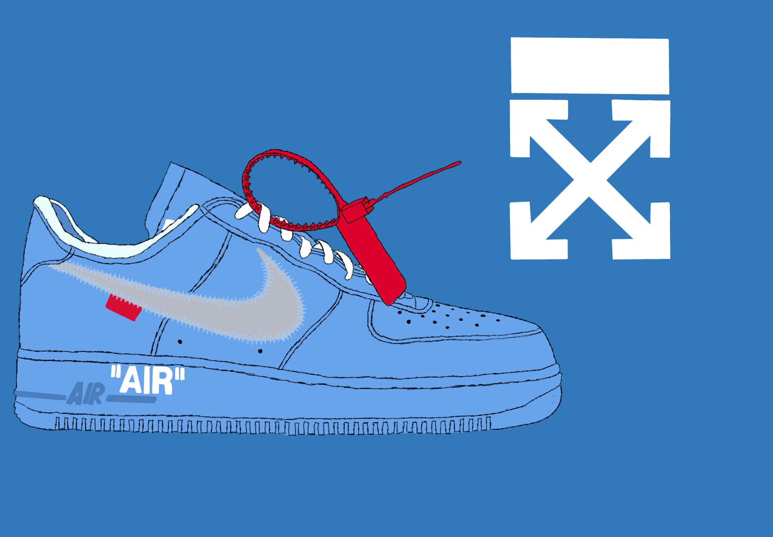 Off White Air Force 1 Drawing Game Room Living Room Kids Etsy