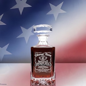 Liberal Tears | Conservative Republican Decanter Set | Conservative | Bourbon Lover Gift | Republican Gifts - Square Base Glassware Only