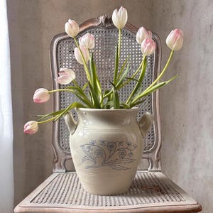 Antique Swedish Large White And Blue Hand Painted Flowers Confit Pot: Gustavsberg Stenmassa