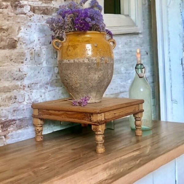 Stunning Antique large Victorian Rustic Walnut Wood Riser, Rustic Stool, Handmade Foot Stool, Wooden Primitive Stool