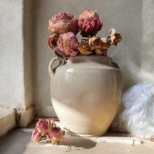 Antique French White Confit Pot: 19th Century Glazed Terracotta Jar
