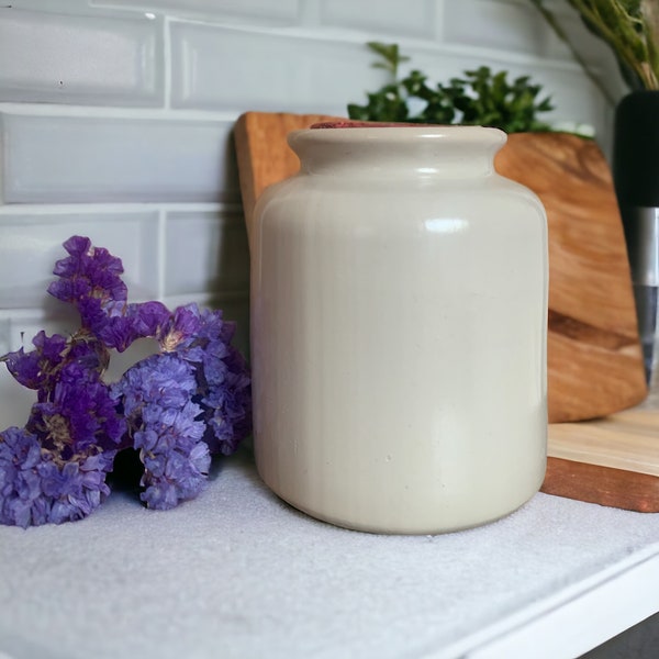 Vintage French Mustard Stone Crock "Moutarde de Meaux" With Lid, Preserving Jar, French Crock, French Kichenelia