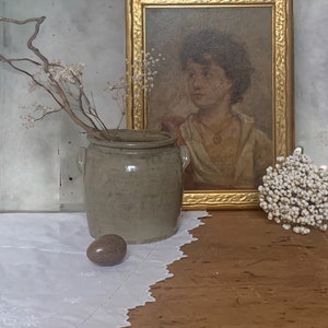 Antique French Confit Pot South of France Glaze Stoneware, Preserving Jar, French Crock, French Kichenelia