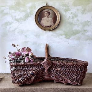 French Antique Panier - Market Basket, Gathering Basket, Mushroom Basket, Egg Basket, Garden French Country Living, Jeanne D&#39;Arc Living