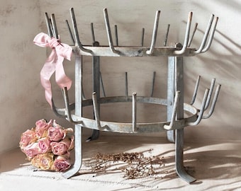 Antique French Zinc Bottle Drying Rack, Counter Mug Tree Stand - Etsy