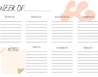 Blank Weekly Planner Printable - Etsy