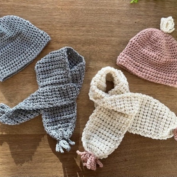 Patron numérique au crochet Bonnet et écharpe pour bébé ‘Venezia’